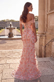 Pink Off the Shoulder Mermaid Appliques Sequins Long Prom Dress with Beading