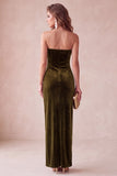 Champagne Velvet Sheath Strapless Long Holiday Party Dress