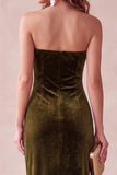 Champagne Velvet Sheath Strapless Long Holiday Party Dress