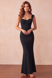 Black Mermaid Sweetheart Long Wedding Guest Dress