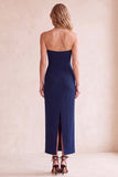 Black Sheath V-Neck Strapless Mesh Midi Wedding Guest Dress with Pockets