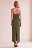 Black Sheath V-Neck Strapless Mesh Midi Wedding Guest Dress with Pockets