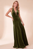 Black Velvet A-Line Halter Long Holiday Party Dress