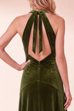 Black Velvet A-Line Halter Long Holiday Party Dress