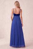 Coffee A-Line Sweetheart Pleated Maxi Dress with Pockets
