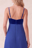 Coffee A-Line Sweetheart Pleated Maxi Dress with Pockets