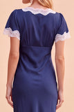 Blush Sheath V-Neck Flutter Sleeves Midi Holiday Party Dress with Lace