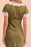 Blush Sheath V-Neck Flutter Sleeves Midi Holiday Party Dress with Lace