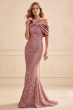 Desert Rose Mermaid Halter Sequins Velvet Long Formal Dress