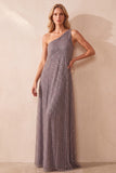 Fog A-Line One Shoulder Sequins Long Formal Dress