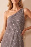 Fog A-Line One Shoulder Sequins Long Formal Dress