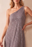 Fog A-Line One Shoulder Sequins Long Formal Dress