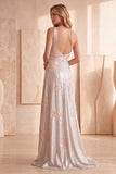 Silver A-Line One Shoulder Long Formal Dress with Appliques