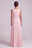 Blush A-Line Chiffon Bateau Neck Cape Long Mother of the Bride Dress with Beading