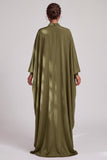 Olive Sheath High Neck Chiffon Long Mother of the Bride Dress with Rhinestones