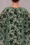 Dusty Sage Sheath Round Neck Tiered Long Mother of the Bride Dress with Burnout Velvet Cape