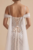 White Mermaid Cold Shoulder Sequins Beaded Long Wedding Dress