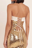 Sparkly Gold Strapless Bodycon Sequins Short Cocktail Dress