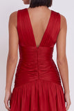 Red V-Neck A-Line Ruched Bodycon Short Cocktail Dress