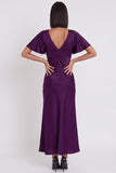 Black Satin Mermaid V-Neck Flutter Sleeves Midi Cocktail Dress