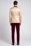 Shawl Lapel Single Breasted Champagne Velvet 3 Piece Men's Prom Suits