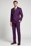 Shawl Lapel Double Breasted 2 Piece Purple Men's Prom Suits