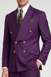 Shawl Lapel Double Breasted 2 Piece Purple Men's Prom Suits