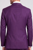 Shawl Lapel Double Breasted 2 Piece Purple Men's Prom Suits