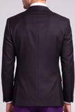 Peak Lapel Black Purple Color Block One Button 3 Piece Men's Prom Suits