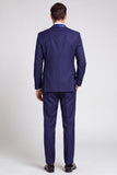 One Button Shawl Lapel 3 Piece Navy Men's Prom Suits
