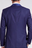 One Button Shawl Lapel 3 Piece Navy Men's Prom Suits