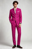 Single Breasted Fuchsia Stand Collar 2 Piece Men's Prom Suits