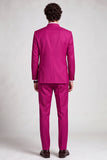 Single Breasted Fuchsia Stand Collar 2 Piece Men's Prom Suits