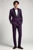 One Button Shawl Lapel Ink Blueburry 2 Piece Men's Prom Suits