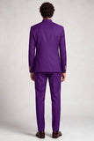 Stand Collar Double Breasted Purple 2 Piece Men's Prom Suits
