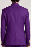 Stand Collar Double Breasted Purple 2 Piece Men's Prom Suits