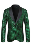 Shawl Lapel Emerald Green One Button Men's Prom Blazer