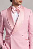 Double Breasted Pink Shawl Lapel Men's Prom Blazer
