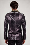 Peak Lapel One Button Black Sequins Men's Prom Blazer