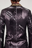 Peak Lapel One Button Black Sequins Men's Prom Blazer