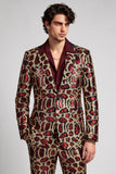 Burgundy One Button Notch Lapel Men's Prom Blazer