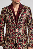 Burgundy One Button Notch Lapel Men's Prom Blazer