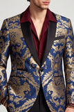 Navy One Button Shawl Lapel Men's Prom Blazer