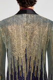 Sequins One Button Black Golden Shawl Lapel Men's Prom Blazer
