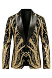 Sparkly One Button Golden Peak Lapel Men's Prom Suit with Sequins