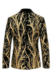 Sparkly One Button Golden Peak Lapel Men's Prom Suit with Sequins