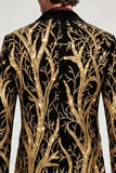 Sparkly One Button Golden Peak Lapel Men's Prom Suit with Sequins