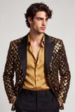 Sparkly Golden Sequins Peak Lapel Men's Prom Blazer