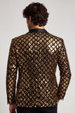 Sparkly Golden Sequins Peak Lapel Men's Prom Blazer