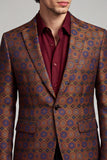 Brownish Red One Button Notched Lapel Men's Prom Blazer